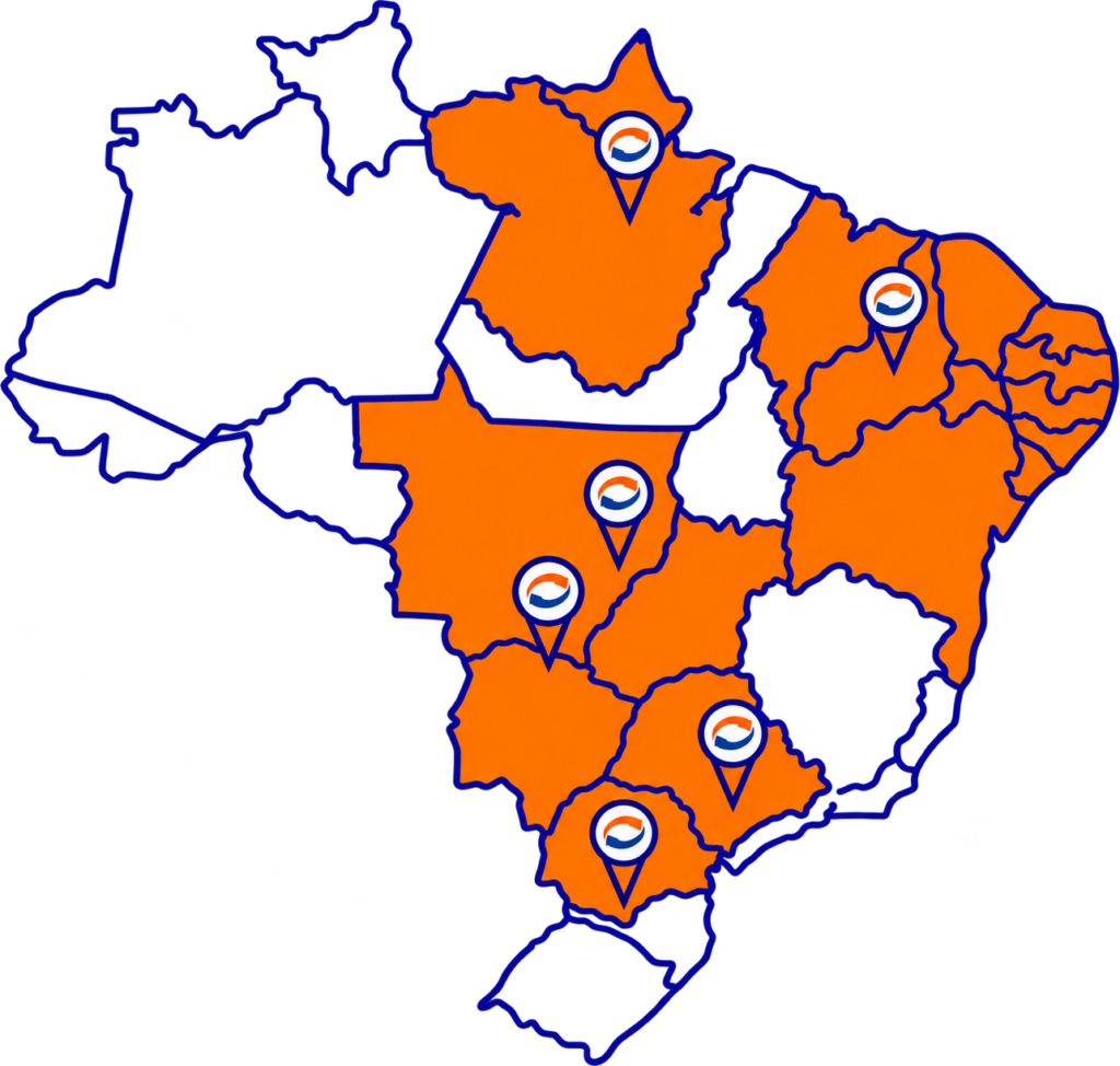 Mapa do Brasil com Regiões Destacadas